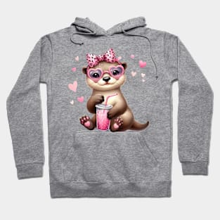 Valentine Otter Drinking Ice Cream Hoodie